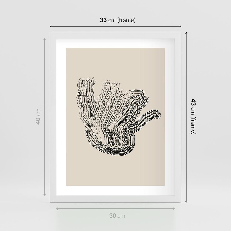 Plakat w ramie 30x40 - Abstrakcyjne Odbicie - abstrakcyjne odbicie, biało czarny - rama biała