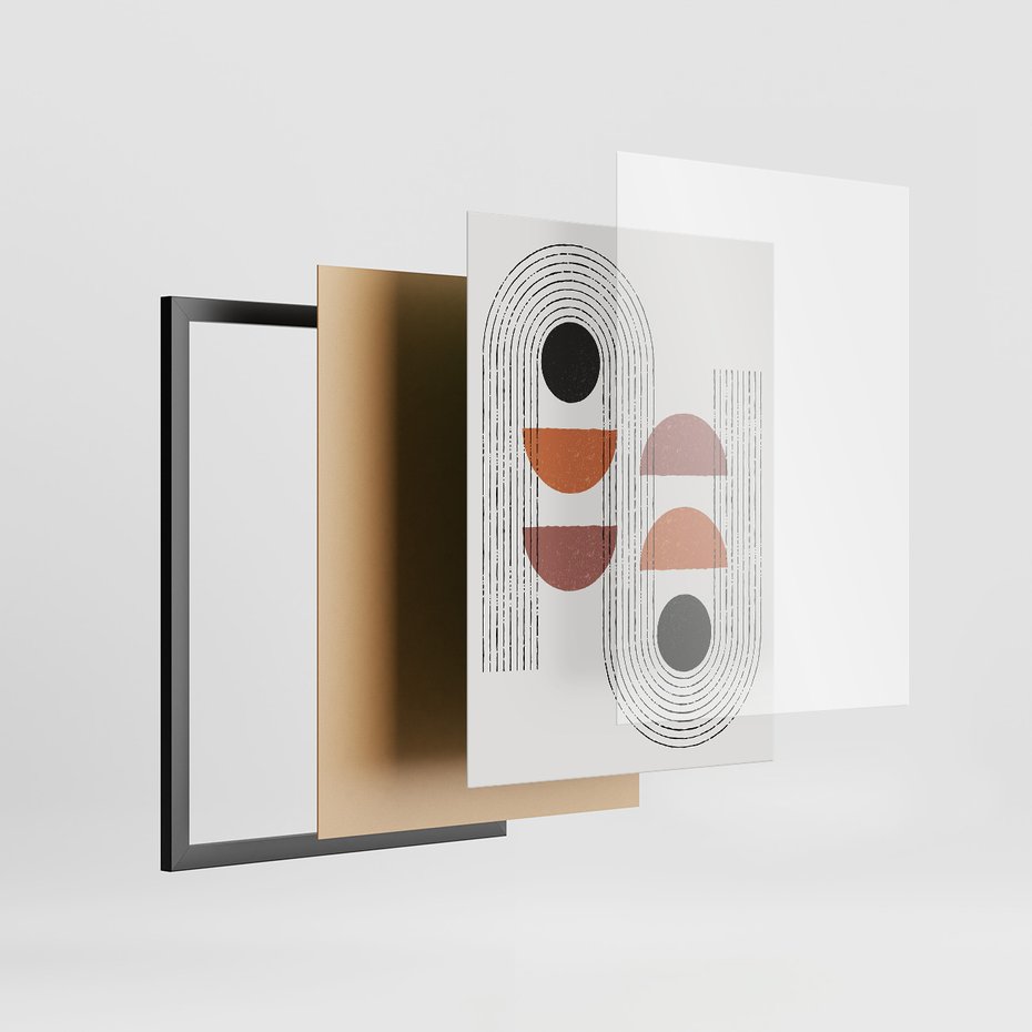 Zestaw obrazy w ramie 30x40 galeria - Geometryczne, scandi, minimalizm - rama czarna