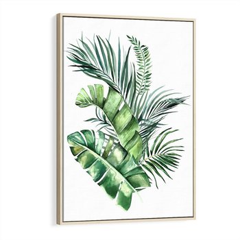 Obraz w ramie 80x120 - Piękno Złotej Rośliny - złote, liście - rama drewno