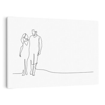 Obraz na płótnie 100x70 - Wspólne Kroki - line art, szkic