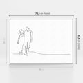 Obraz w ramie 70x50 - Wspólne Kroki - line art, szkic - rama biała