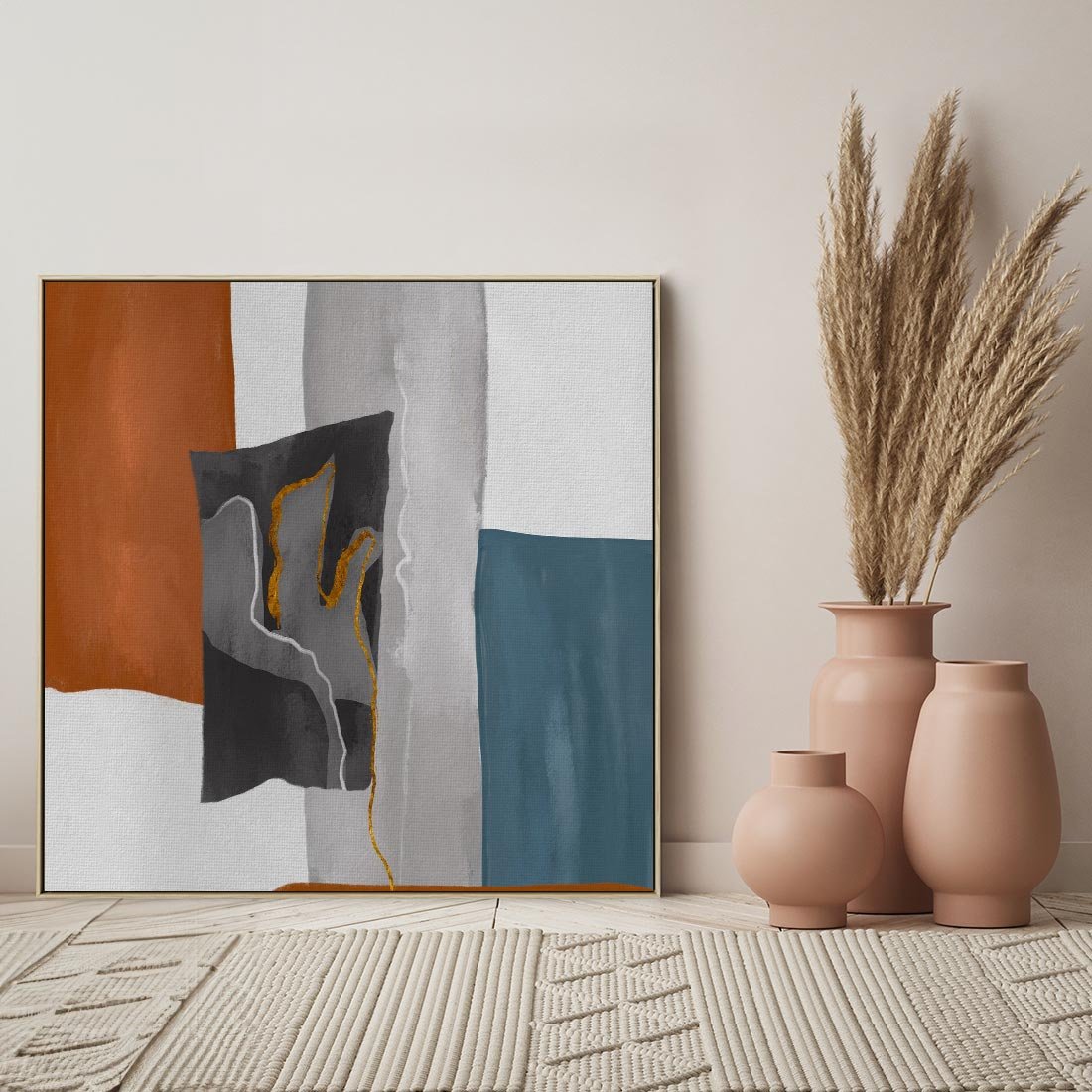 Obraz w ramie 50x50 - Nowoczesna geometria - nowoczesny, geometryczny - rama drewno
