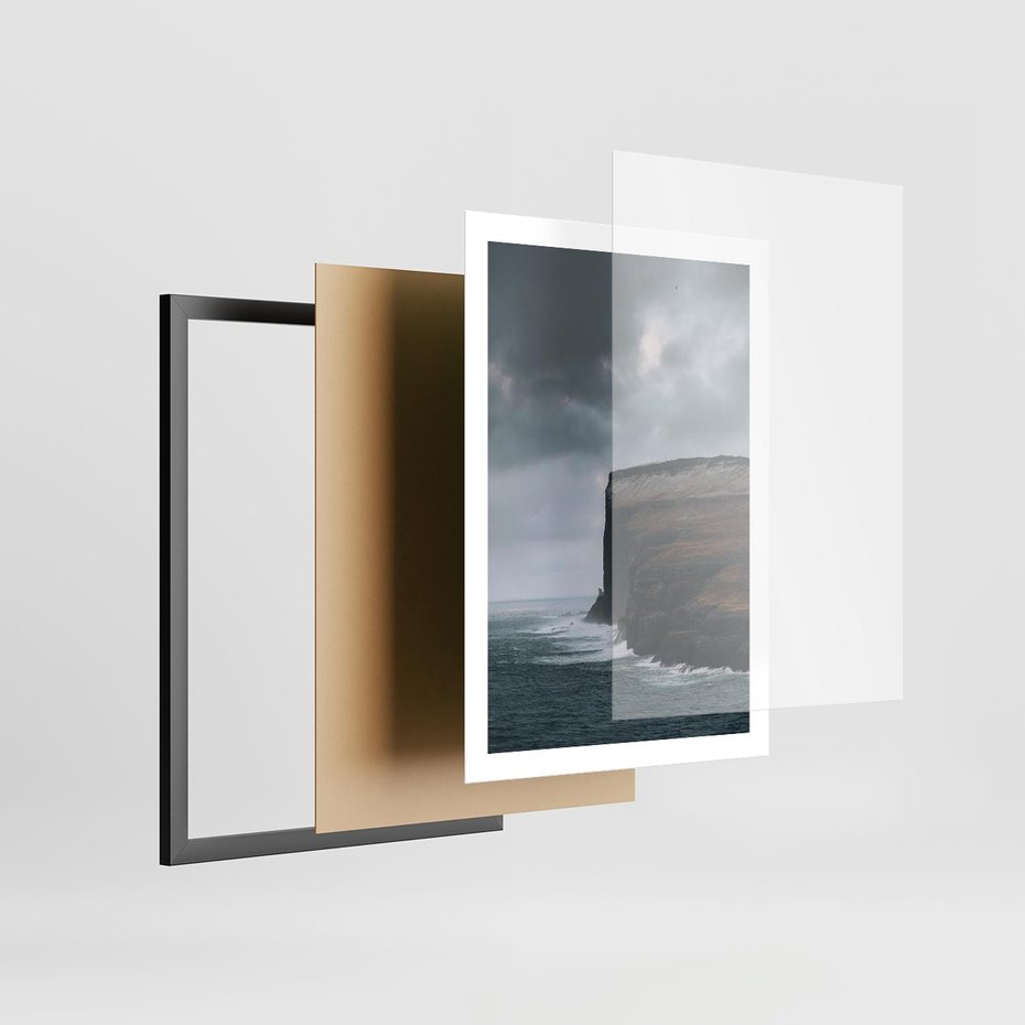 Plakat w ramie 50x70 - Przyroda w Majestacie - fiordy, klify - rama czarna