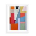 Plakat w ramie 50x70 - Migotliwe Nastroje Kształtów - różne geometryczne formy, olejny obraz - rama biała