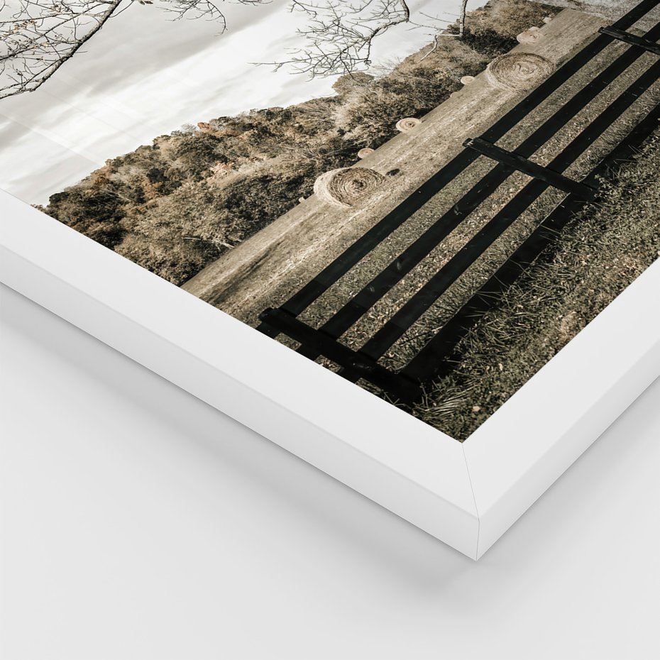 Zestaw obrazy w ramie 50x70 galeria - Pole, wieś, snopki, siana - rama biała