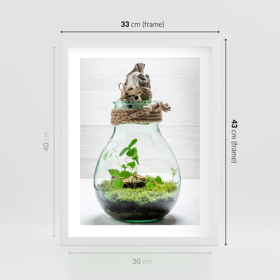 Plakat w ramie 30x40 - Żywioł Natury - liście, zieleń - rama biała