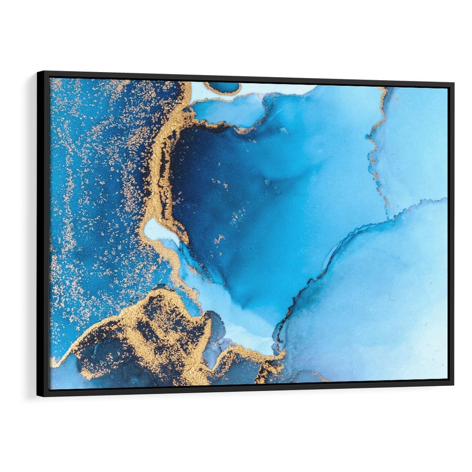 Obraz w ramie 100x70 - Elegancja i Wyrafinowanie - marmur, złoto - rama czarna