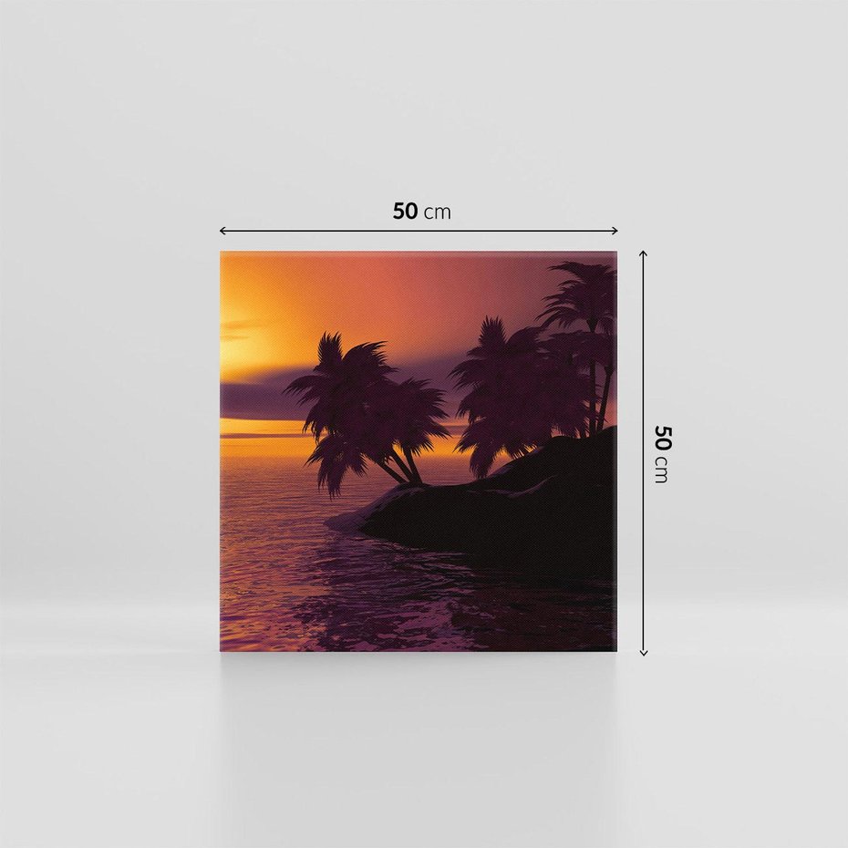 Obraz na płótnie 50x50 - Zachód słońca - Palmy nad morzem - zachód słońca, palmy