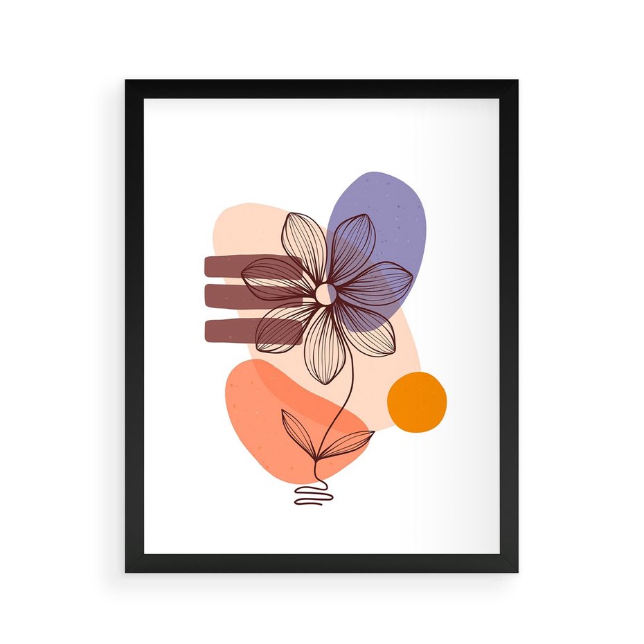 Plakat w ramie 40x50 - Migocące Odbicia Kwiatów - abstrakcyjna sztuka, plamy - rama czarna