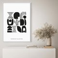 Obraz w ramie 70x100 - Taniec Dziwacznych Kresek - minimalistyczny plakat, czarno biały - rama biała