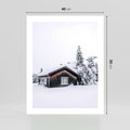Plakat bez ramy 40x50 - Zimowy Azyl: Domek w Górach - domek w górach, śnieg