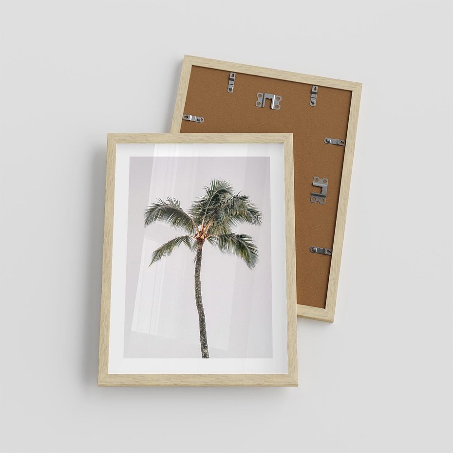 Plakat w ramie 30x40 - Wakacyjne Marzenia - palma na tle nieba - rama drewno