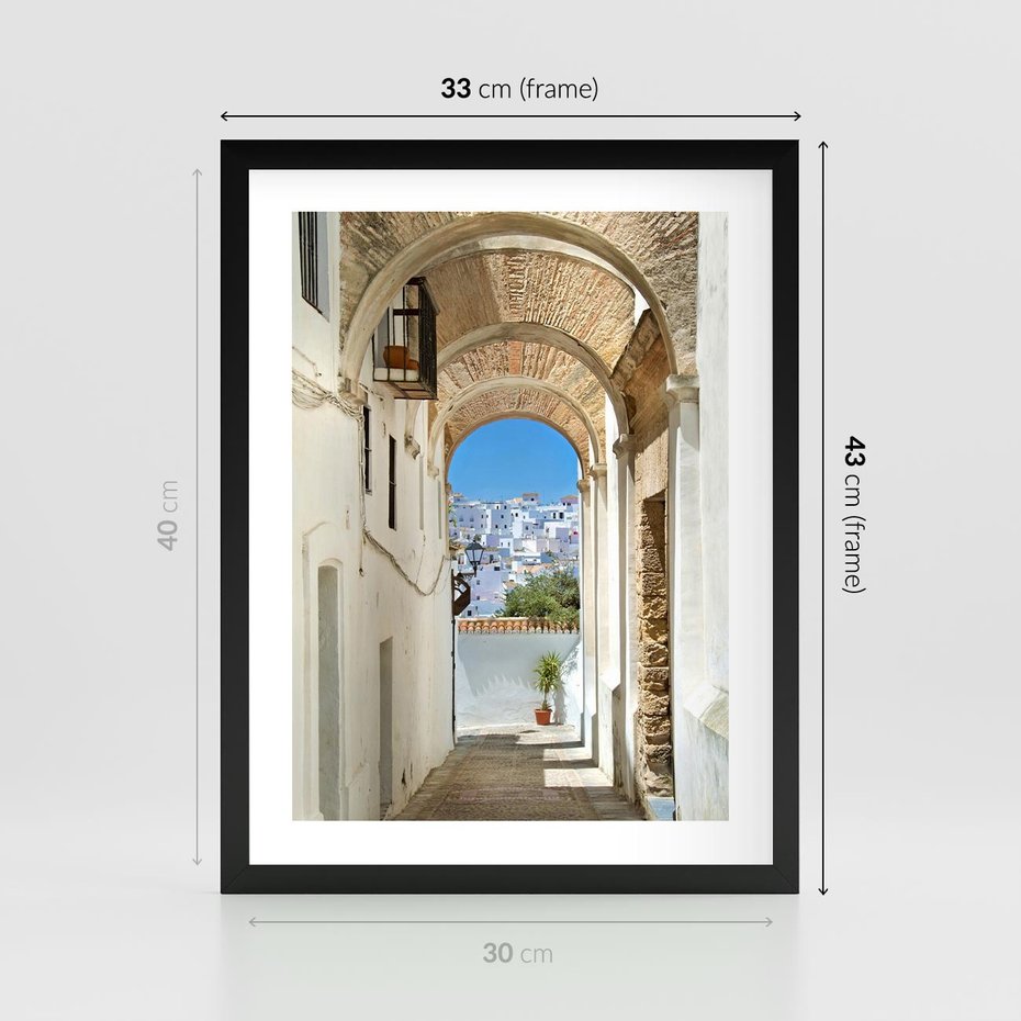 Plakat w ramie 30x40 - Romantyczna Przeprawa - romantyczna, uliczka - rama czarna