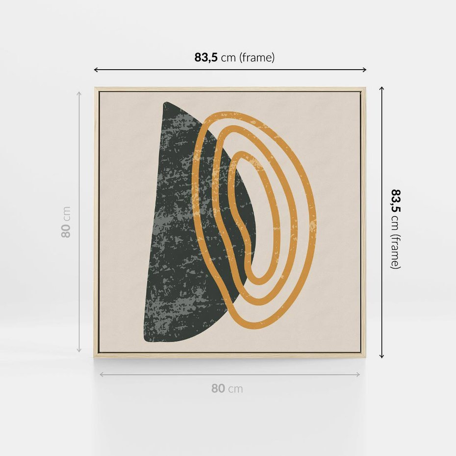 Obraz w ramie 80x80 - Nowoczesne Dialogi Materii - nowoczesny plakat, abstrakcyjne kształty - rama drewno