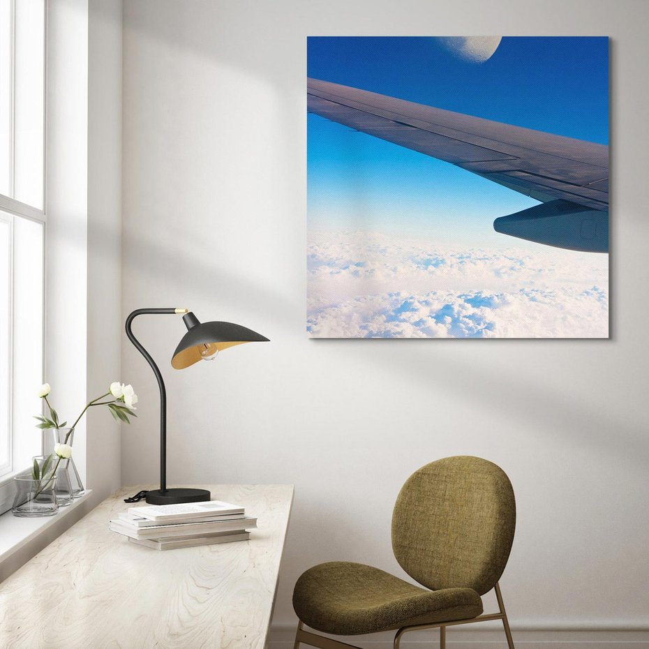 Obraz na płótnie 40x40 - Samolot ku Księżycowi - samolot, ksieżyc