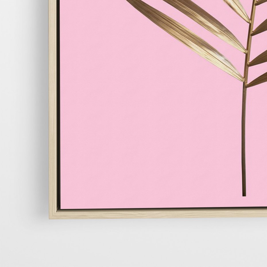 Obraz w ramie 80x120 - Promienie złotej palmy - złota, palma - rama drewno