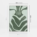 Obraz w ramie 80x120 - Zieleń Odpoczynku - zielony plakat, nieregularne splątane linie - rama biała