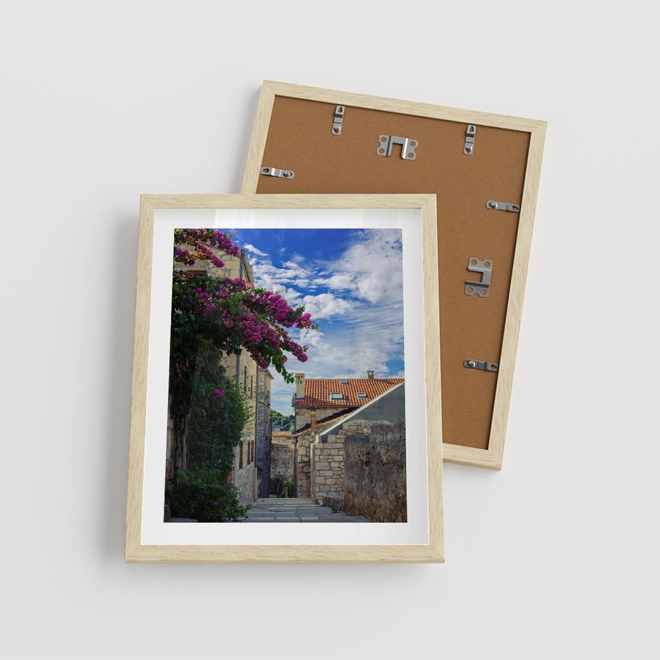 Plakat w ramie 40x50 - Uliczka: perspektywa w mieście - uliczka, perspektywa - rama drewno