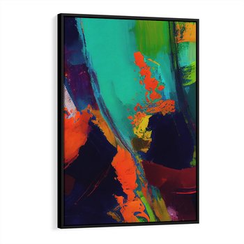 Obraz w ramie 70x100 - Abstrakcyjne wizje czasu - żywe radosne kolory, plamy kolory - rama czarna