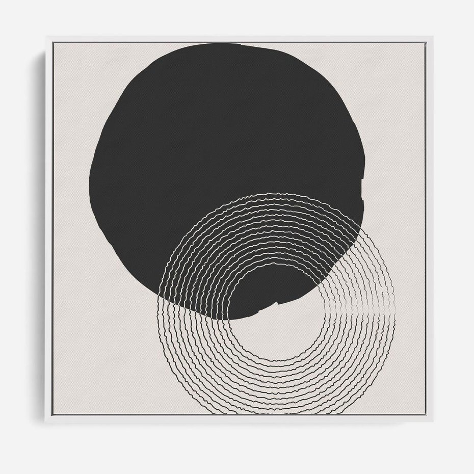 Obraz w ramie 50x50 - Migotliwa Opowieść - abstrakcyjna kompozycja, okręgi - rama biała