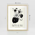 Plakat w ramie 40x50 - Odbicie kwiatowych chwil - kwiaty, typografia - rama drewno