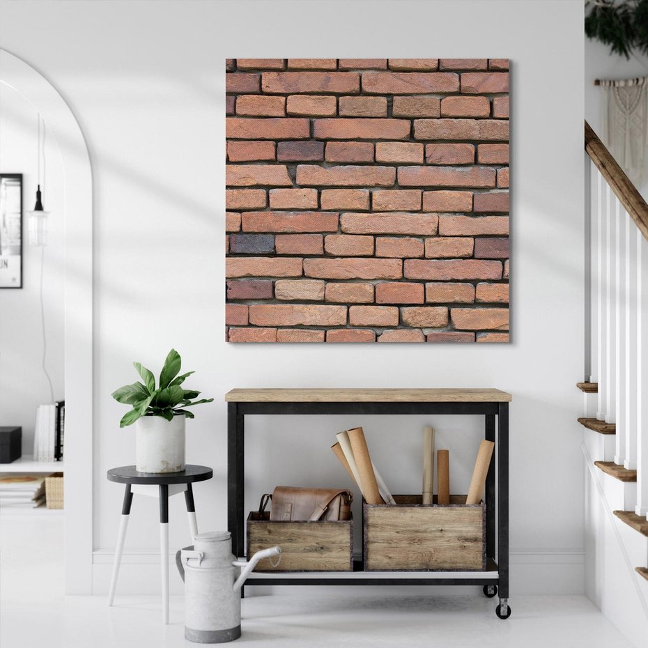 Obraz na płótnie 30x30 - Mur cegieł: industrialny urok - cegły, mur