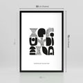 Plakat w ramie 50x70 - Taniec Dziwacznych Kresek - minimalistyczny plakat, czarno biały - rama czarna