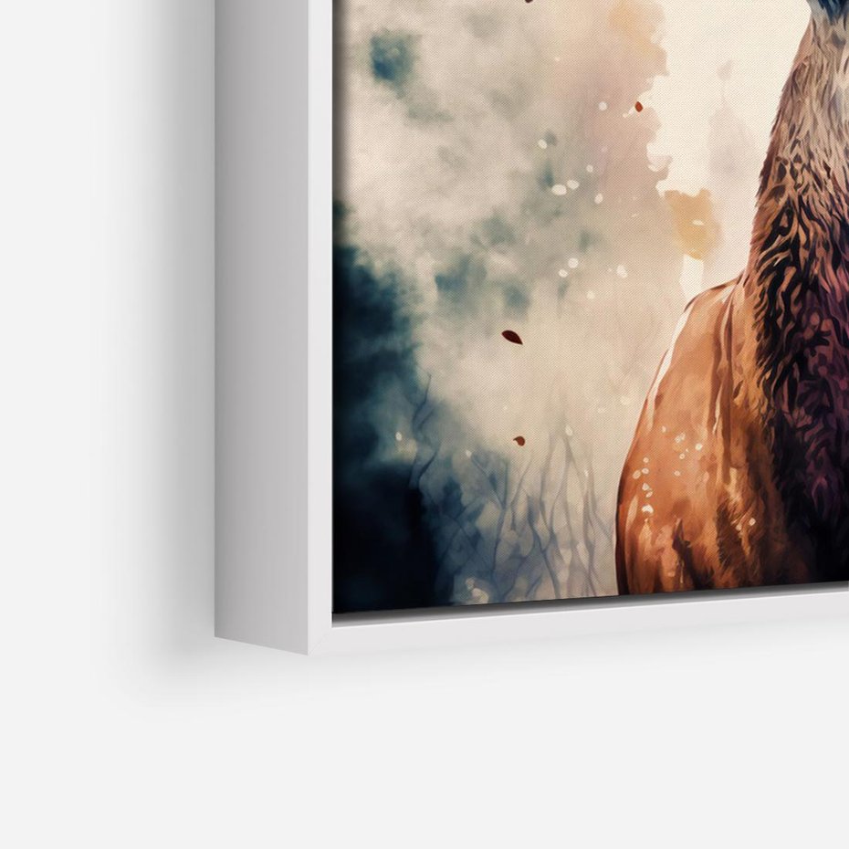 Obraz w ramie 120x80 - Jesienny Monarcha Lasu - grafika komputerowa, na podstawie obrazu - rama biała