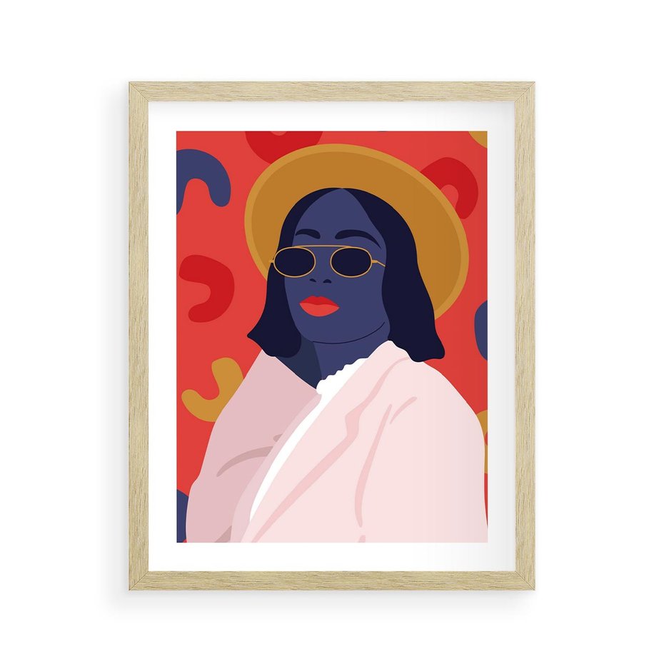 Plakat w ramie 40x50 - Kobieca Przenikliwość - nowoczesny plakat, styl retro - rama drewno