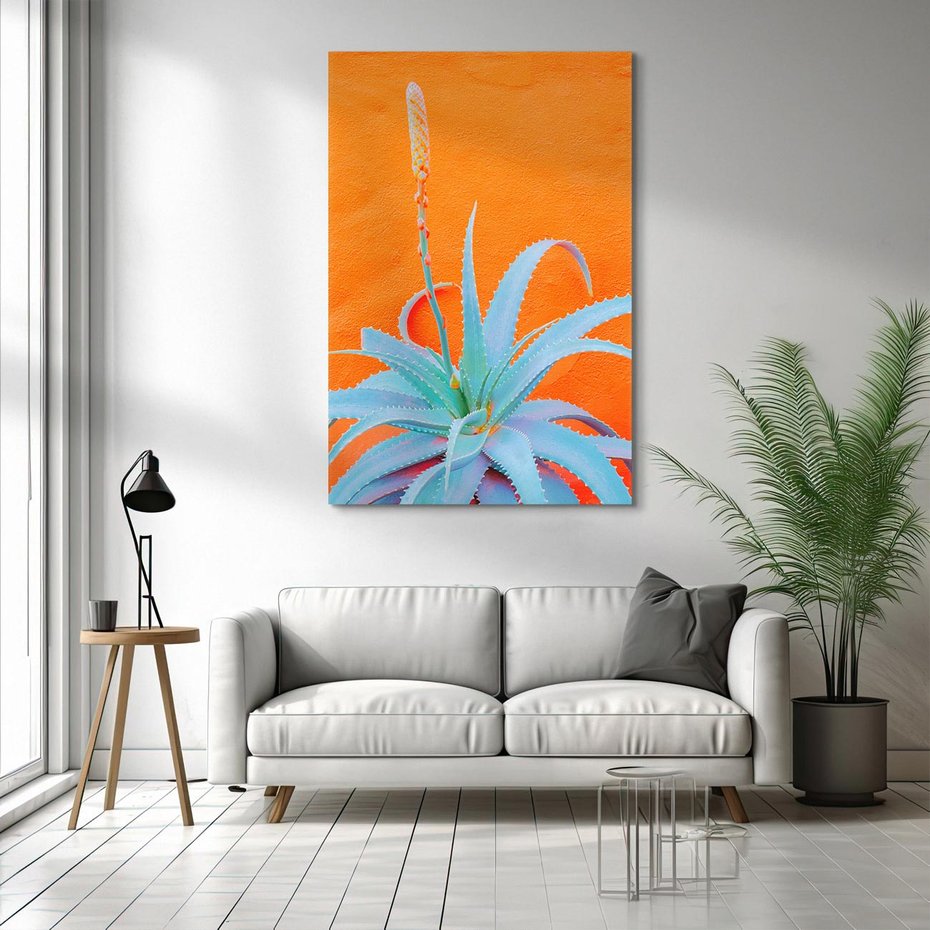 Obraz na płótnie 50x70 - Naturalna Harmonia - kaktusy, liście