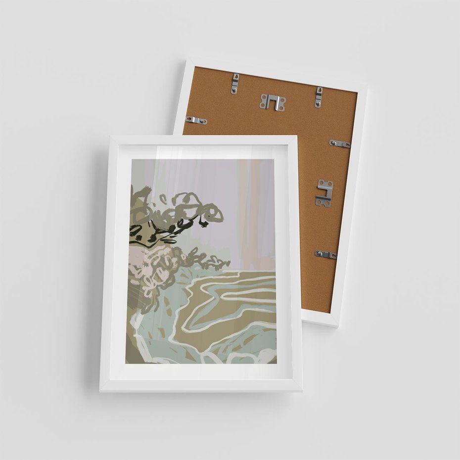 Plakat w ramie 30x40 - Wizja Przestrzeni - pastelowy krajobraz, nowoczesny plakat - rama biała