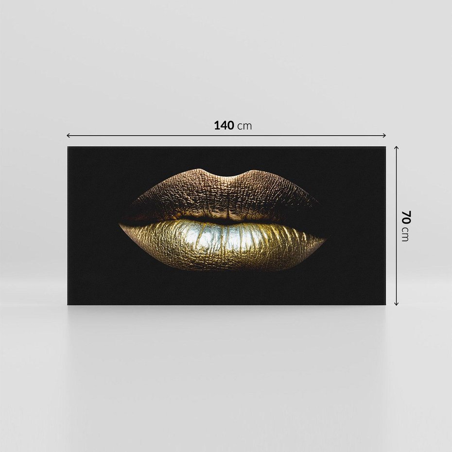 Obraz na płótnie 140x70 - Złote usta pełne tajemnic - usta, złoto