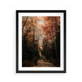 Plakat w ramie 40x50 - Drzewa w Czerwonych Liściach - las, jesienny las - rama czarna