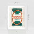 Plakat w ramie 40x50 - Oryginalny obraz abstrakcyjny w nowoczesnym stylu. Geometryczne akwarelowe kształty w intensywnych odcieniach zieleni i pomarańczu. Doskonała dekoracja dla miłośników sztuki. - abstrakcyjny obraz, sztuka nowoczesna - rama biała