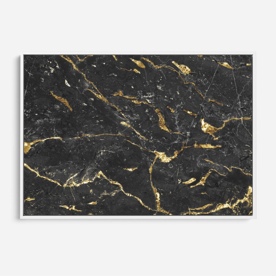 Obraz w ramie 120x80 - Egzotyczny Blask - marmur, złoto - rama biała