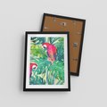 Plakat w ramie 30x40 - Egzotyczna Przygoda - tropikalne, liście - rama czarna