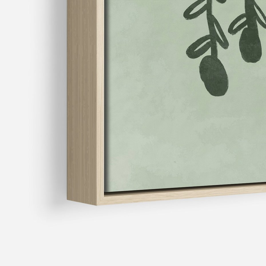 Obraz w ramie 50x70 - Zieleń Inspirującego Spokoju - plakat z abstrakcyjną zieloną lampą, skandynawski design - rama drewno