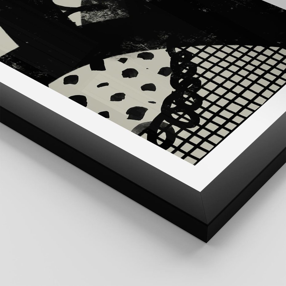 Plakat w ramie 30x40 - Nieznanie Zaskoczenia - bstrakcyjna mroczna kompozycja, nieregularne - rama czarna