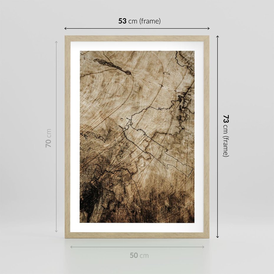 Plakat w ramie 50x70 - Słoje Natury - słoje drzewa, pieńdrzewa - rama drewno