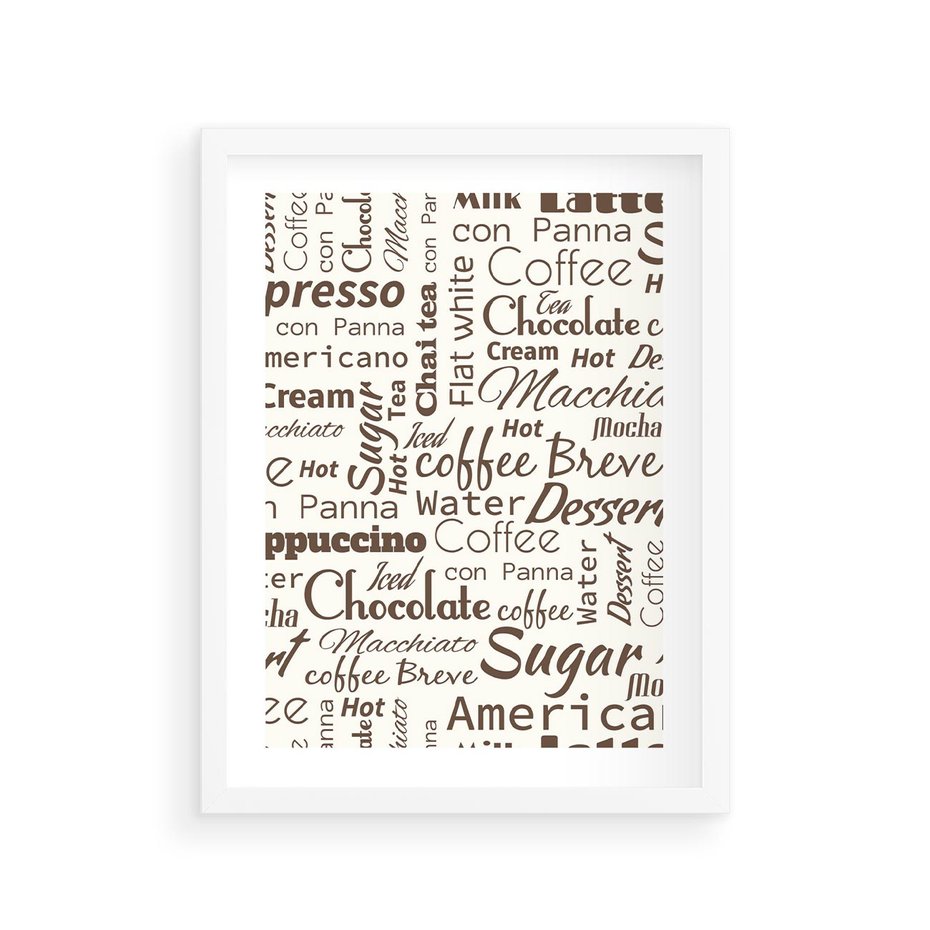 Plakat w ramie 30x40 - Kawa w Stylu Coffee - kawa, coffee - rama biała