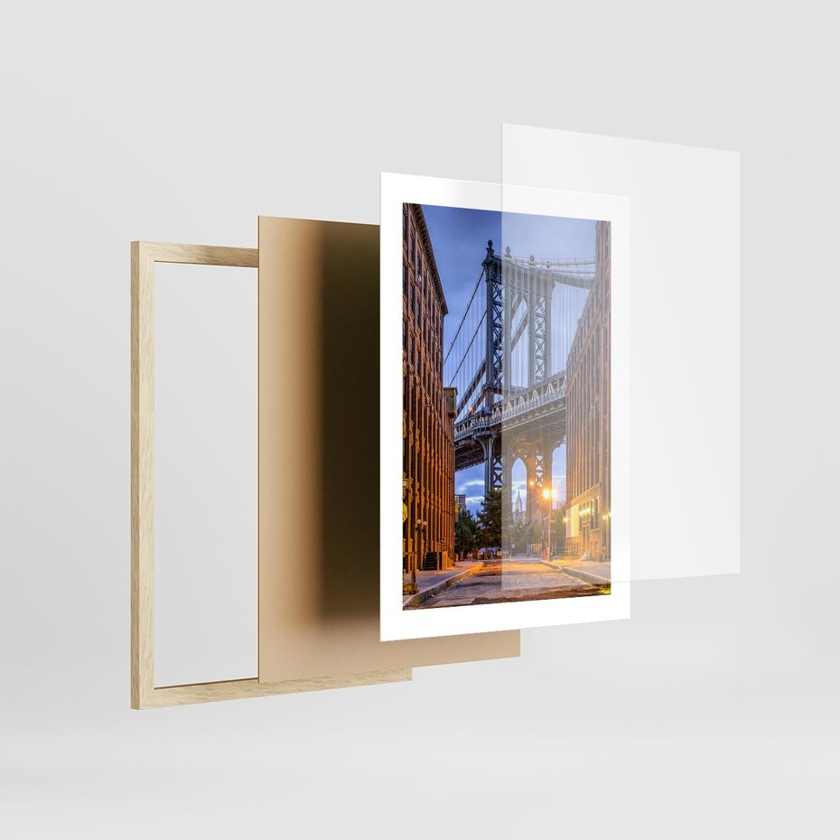Plakat w ramie 30x40 - Most w mieście - most, miasto - rama drewno