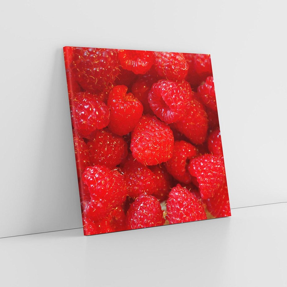 Obraz na płótnie 60x60 - "Maliny - Owocowy Raj - maliny, owoce