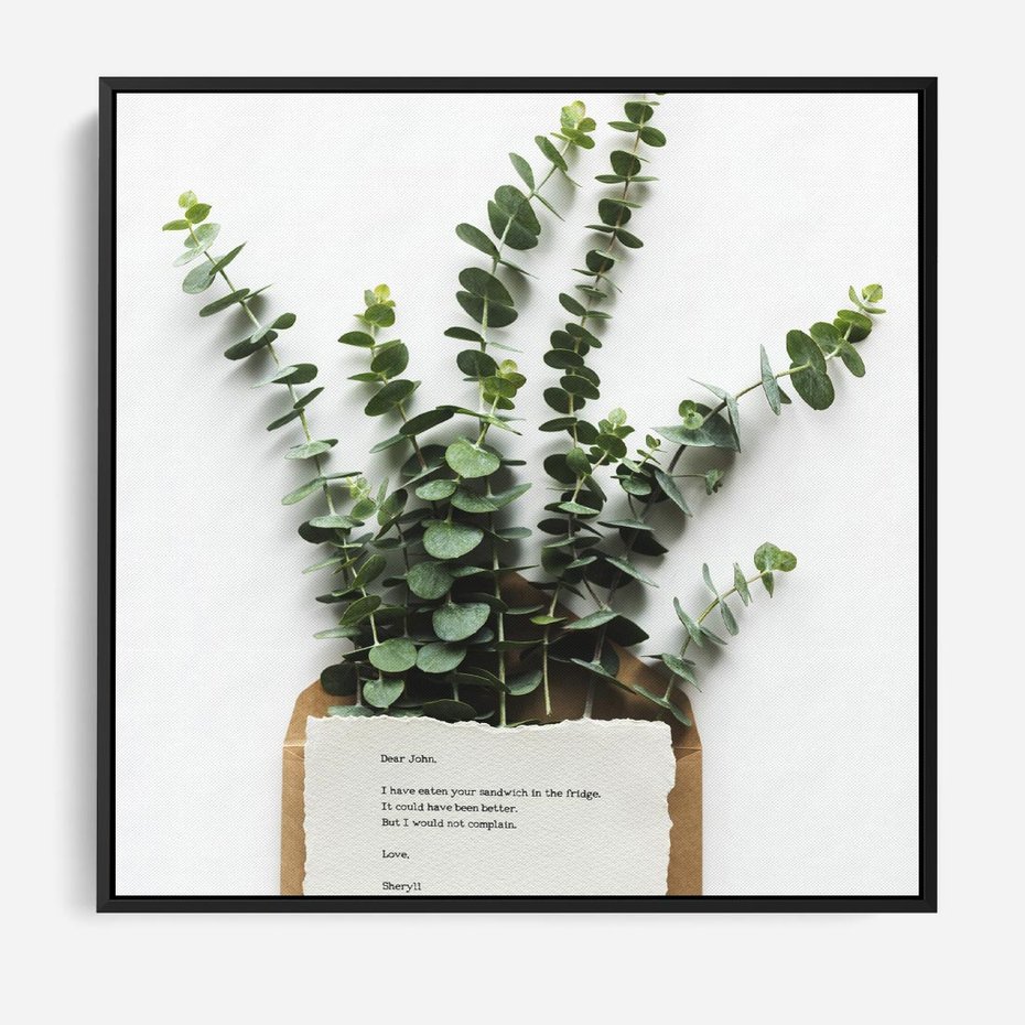 Obraz w ramie 50x50 - Eukaliptusowa harmonia - eukaliptus, liście - rama czarna