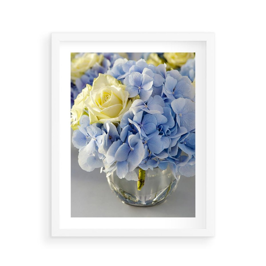 Plakat w ramie 40x50 - Różany Bukiet - bukiet, kwiaty - rama biała