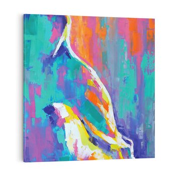 Obraz na płótnie 40x40 - Olejne Wibrujące Emocje - abstrakcyjny obraz, różne kolorowe maźnięcia pędzla