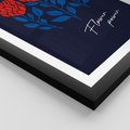 Plakat w ramie 40x50 - Podróżne Barwy - czerwone abstrakcyjne kwiaty, granatowe tło - rama czarna