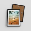 Plakat w ramie 30x40 - Tropikalna plaża i huśtawka - plaża, tropiki - rama czarna