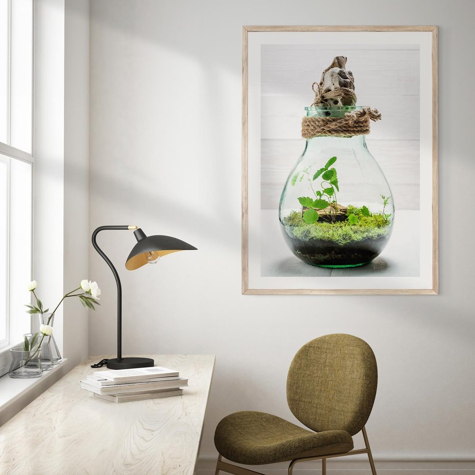 Plakat w ramie 30x40 - Żywioł Natury - liście, zieleń - rama drewno