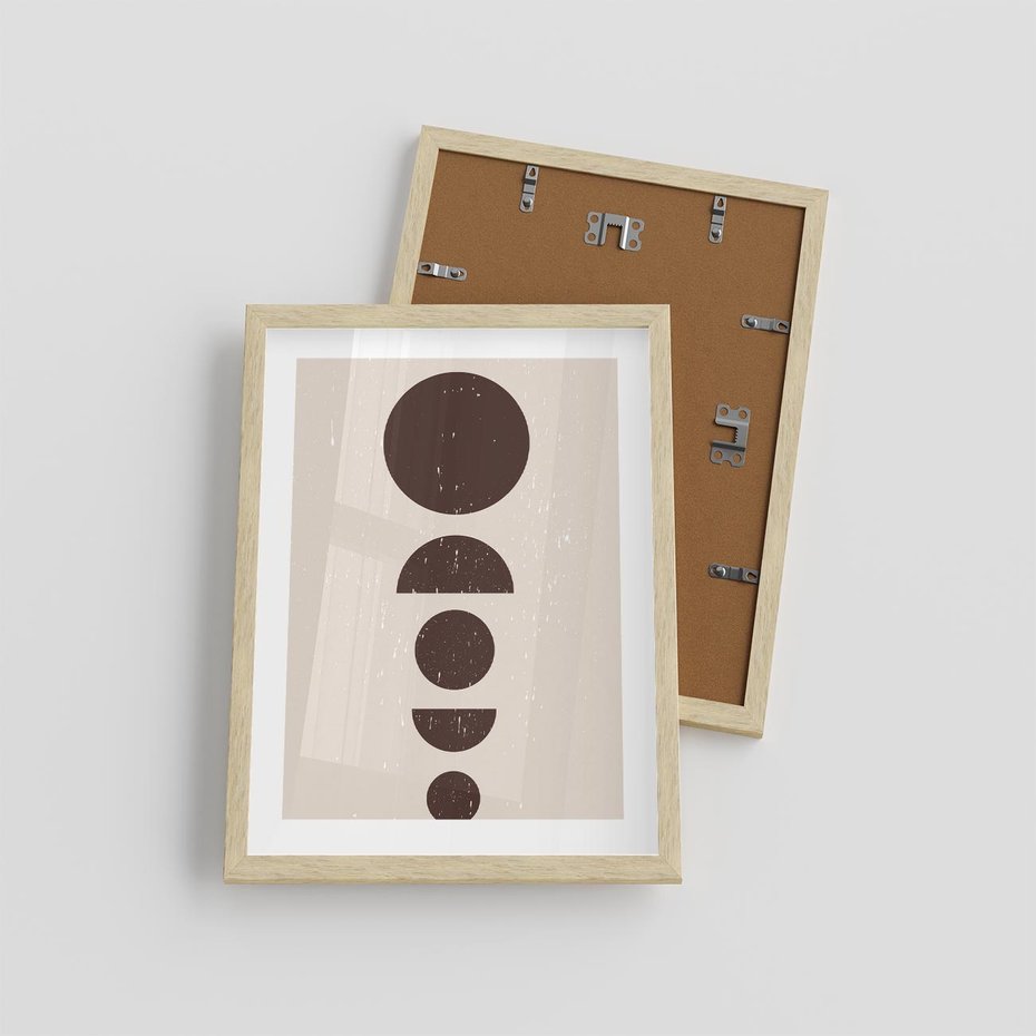 Plakat w ramie 30x40 - Migocące Granice - mid century styl, nowoczesna grafika - rama drewno