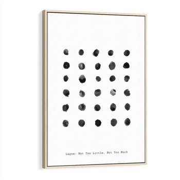 Obraz w ramie 70x100 - Boho Sztuka Wolości - minimalistyczny plakat, czarne kropki na białymtle - rama drewno